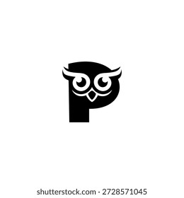 Ein sauberer Eulekopf, der einen fetten Buchstaben P bildet. Scharfe Augen, glatte Linien und moderner Monogrammstil. Ideal für Branding, Icons, digitale Identität und elegante minimale Vektorkonzepte.