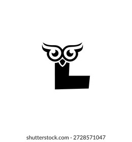 Ein sauberer Eulekopf, der einen fetten Buchstaben L bildet. Scharfe Augen, glatte Linien und moderner Monogrammstil. Ideal für Branding, Icons, digitale Identität und elegante minimale Vektorkonzepte.
