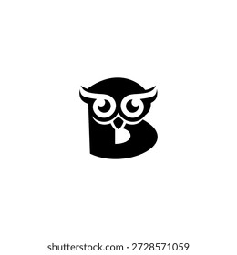 Ein sauberer Eulekopf, der einen fetten Buchstaben B bildet. Scharfe Augen, glatte Linien und moderner Monogrammstil. Ideal für Branding, Icons, digitale Identität und elegante minimale Vektorkonzepte.