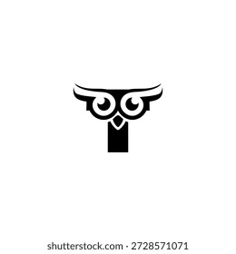 Ein sauberer Eulekopf, der einen fetten Buchstaben T bildet. Scharfe Augen, glatte Linien und moderner Monogrammstil. Ideal für Branding, Icons, digitale Identität und elegante minimale Vektorkonzepte.