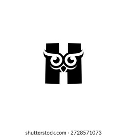 Ein sauberer Eulekopf, der einen fetten Buchstaben H bildet. Scharfe Augen, glatte Linien und moderner Monogrammstil. Ideal für Branding, Icons, digitale Identität und elegante minimale Vektorkonzepte.
