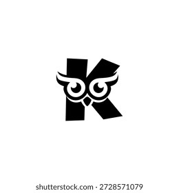 Ein sauberer Eulekopf, der einen fetten Buchstaben K bildet. Scharfe Augen, glatte Linien und moderner Monogrammstil. Ideal für Branding, Icons, digitale Identität und elegante minimale Vektorkonzepte.