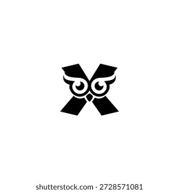Ein sauberer Eulekopf, der einen fetten Buchstaben X bildet. Scharfe Augen, glatte Linien und moderner Monogrammstil. Ideal für Branding, Icons, digitale Identität und elegante minimale Vektorkonzepte.