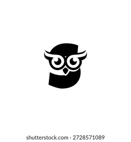 Ein sauberer Eulekopf, der einen S-Buchstaben des fetten Alphabets bildet. Scharfe Augen, glatte Linien und moderner Monogrammstil. Ideal für Branding, Icons, digitale Identität und elegante minimale Vektorkonzepte.