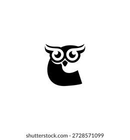 Ein sauberer Eulekopf, der einen fetten Buchstaben des Alphabets C bildet. Scharfe Augen, glatte Linien und moderner Monogrammstil. Ideal für Branding, Icons, digitale Identität und elegante minimale Vektorkonzepte.