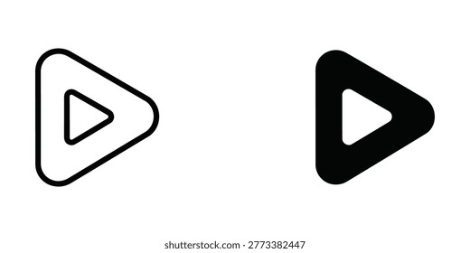 A clean pair of play button icons in both outline and filled styles, perfect for media controls, user interfaces, and app designs.