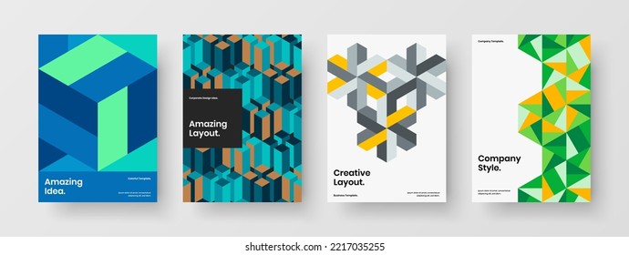 Clean pamphlet A4 vector design layout bundle. Vivid geometric pattern banner illustration composition.
