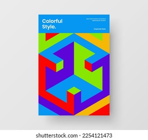 Clean pamphlet design vector illustration. Fresh geometric hexagons placard template.