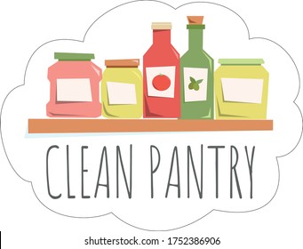 Clean pantry. Jars and bottles