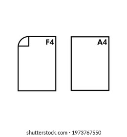 Clean paper icon with size. simple illustration, creative unique design. paper, work, office, folio, copy, document, page, file symbol and sign. printable and editable element, isolated background.