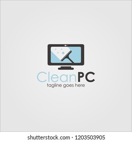 Clean PC Logo Template Design