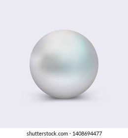 Clean pearl, vector design element for decoration of jewelry and cosmetics. Vector realistic pearl isolated on light background.