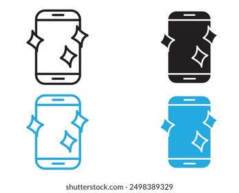 clean phone glass icon black and white vector outline sign