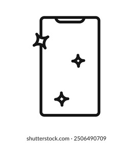 clean phone glass icon Black line art vector logo