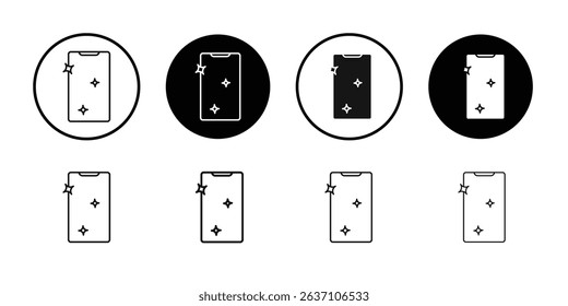 clean phone glass icon Black line art vector logo set