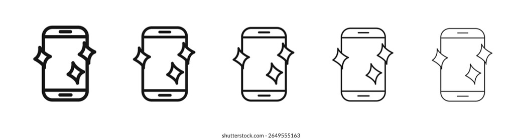 clean phone glass icon black and white vector sign