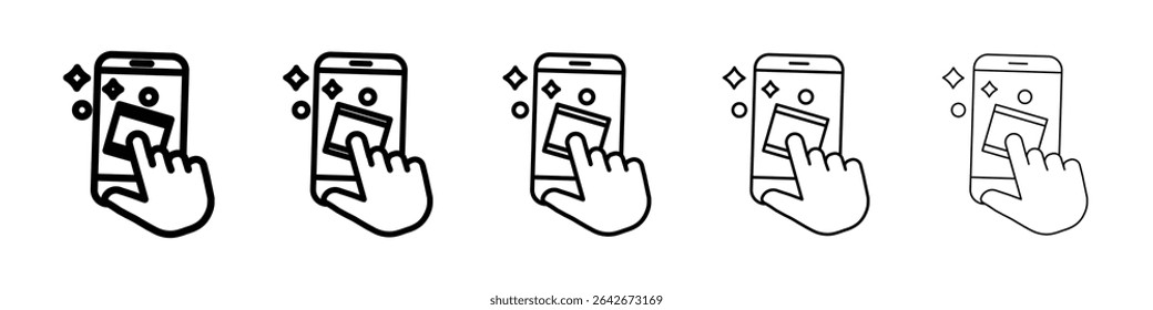 clean phone glass icon isolated vector on white background set
