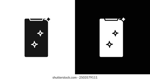 Vector de arte de línea de icono de vidrio de teléfono limpio