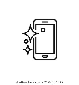 clean phone glass icon outline collection in black and on white background