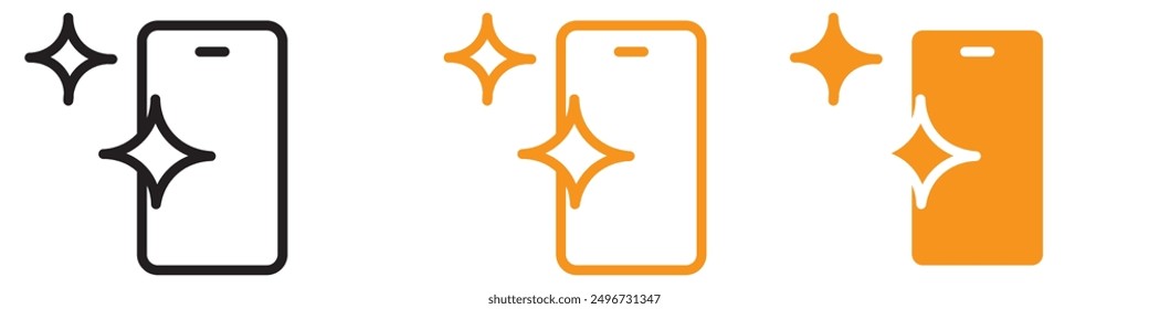 Clean Phone Glass Icon Set Device Maintenance Illustrations for Technology and Hygiene