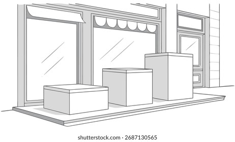 Renderização fotorealista limpa de três pedestais brancos foscos para o vetor de exibição do produto