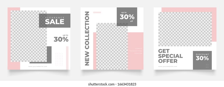 clean pink color social media post template for digital marketing and sale promo. furniture or fashion advertising. banner offer. promotional mockup photo vector frame