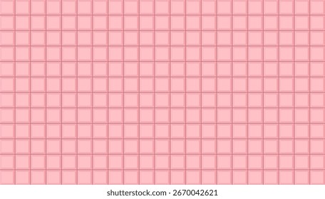 Clean pink square tile grid background with subtle gray lines, perfect for modern design, architecture surfaces, and minimal decorative projects.