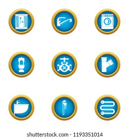 Clean pipe icons set. Flat set of 9 clean pipe vector icons for web isolated on white background