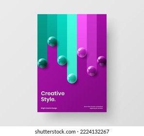 Clean placard A4 vector design template. Modern realistic spheres cover concept.