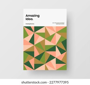 Clean placard design vector template. Trendy geometric hexagons flyer layout.