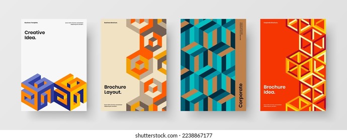 Clean placard vector design template set. Modern geometric pattern presentation layout bundle.