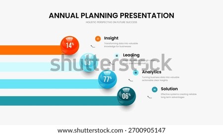 Clean Plan 4 Element Infographic Frame Template. Corporate Proposal Slide Design Vector Illustration. Medical Overview Four Option Diagram Slideshow Layout.