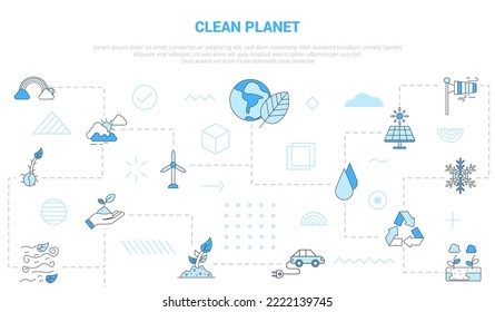 clean planet concept with icon set template banner with modern blue color style