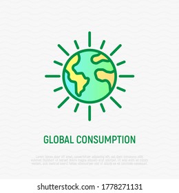 Clean planet Earth thin line icon. Save planett, green economy. Vector illustration.