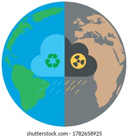 Clean planet and polluted planet