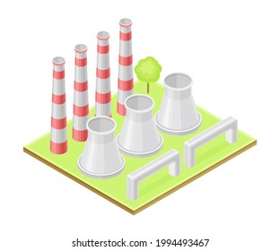 Clean Plant as Ecological Resource of Electric Power Isometric Vector Illustration