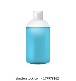 Clean plastic bottle template with dispenser for liquid soap, shampoo, shower gel, lotion, body milk. Ready for your design. Packaging collection.. Vector illustration