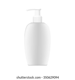 Clean plastic bottle template with dispenser for liquid soap. Vector eps10.