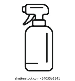 Vector de contorno del icono del pulverizador de plástico limpio. Botella limpia. Polvo de punta