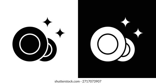 Reinigen Sie Platte Symbole Vektor Silhouette Design. Grafik-Design-Illustration mit Vektorgrafik.