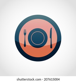 Clean Plate with Knife and Fork Icon Isolated on White Background