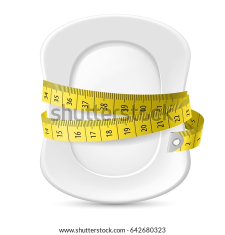 Clean Plate with Measuring Tape as Diet Concept. Illustration on White
