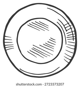 Plattenskizze reinigen. Leeres Gericht. Handgezeichnetes Küchensymbol