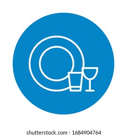 clean plates and glasses icon over white background, block style, vector illustration