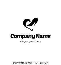 Clean And Playful Logo Mark Depicting A Shoe Coming Together To Form A Heart, Perfect For A Small Woman's Wear Business Or Large Company 