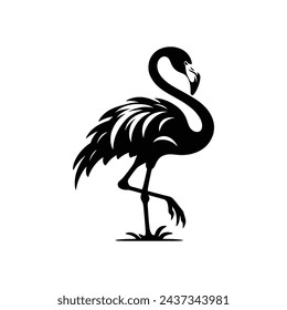 Clean and Playful Vector Illustration of Silhouetted Flamingo Bird Art Logo Icon