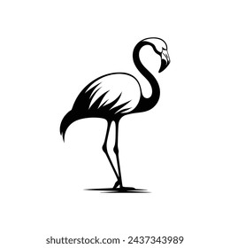 Saubere und verspielte Vektor-Illustration von Silhouette Flamingo Vogel Art Logo Icon