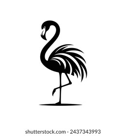 Saubere und verspielte Vektor-Illustration von Silhouette Flamingo Vogel Art Logo Icon