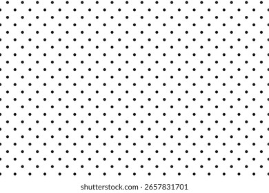 Clean polka dot pattern with black  dots on a white background