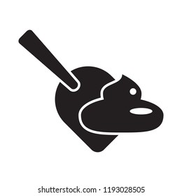 Clean up poop after your animal concept isolated black silhouette. Vector illustration.